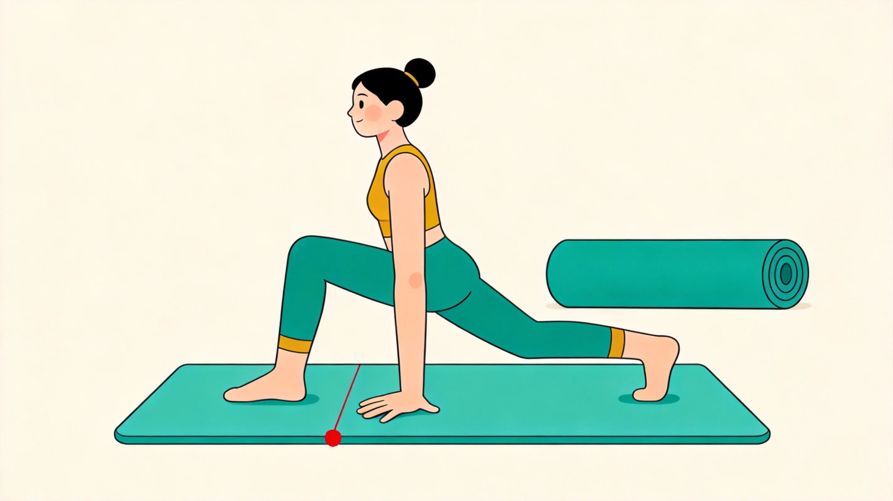Une personne grande dont les mains et les pieds dépassent le bord d'un tapis standard