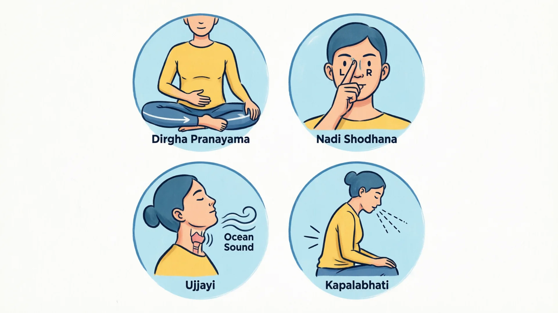 Pranayama breathing techniques illustrated for yoga teachers