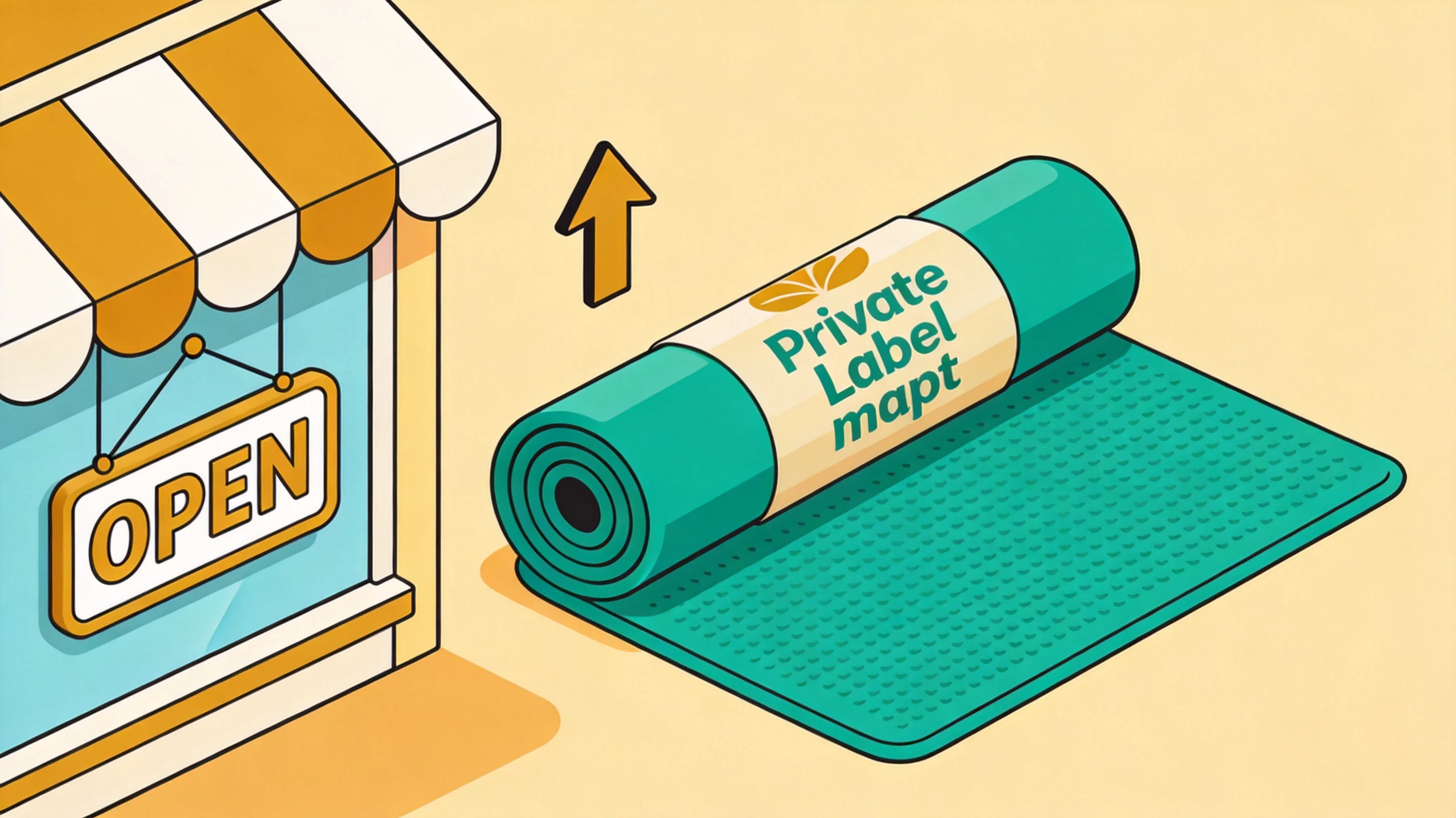 A rolled private label mat in branded packaging ready to ship