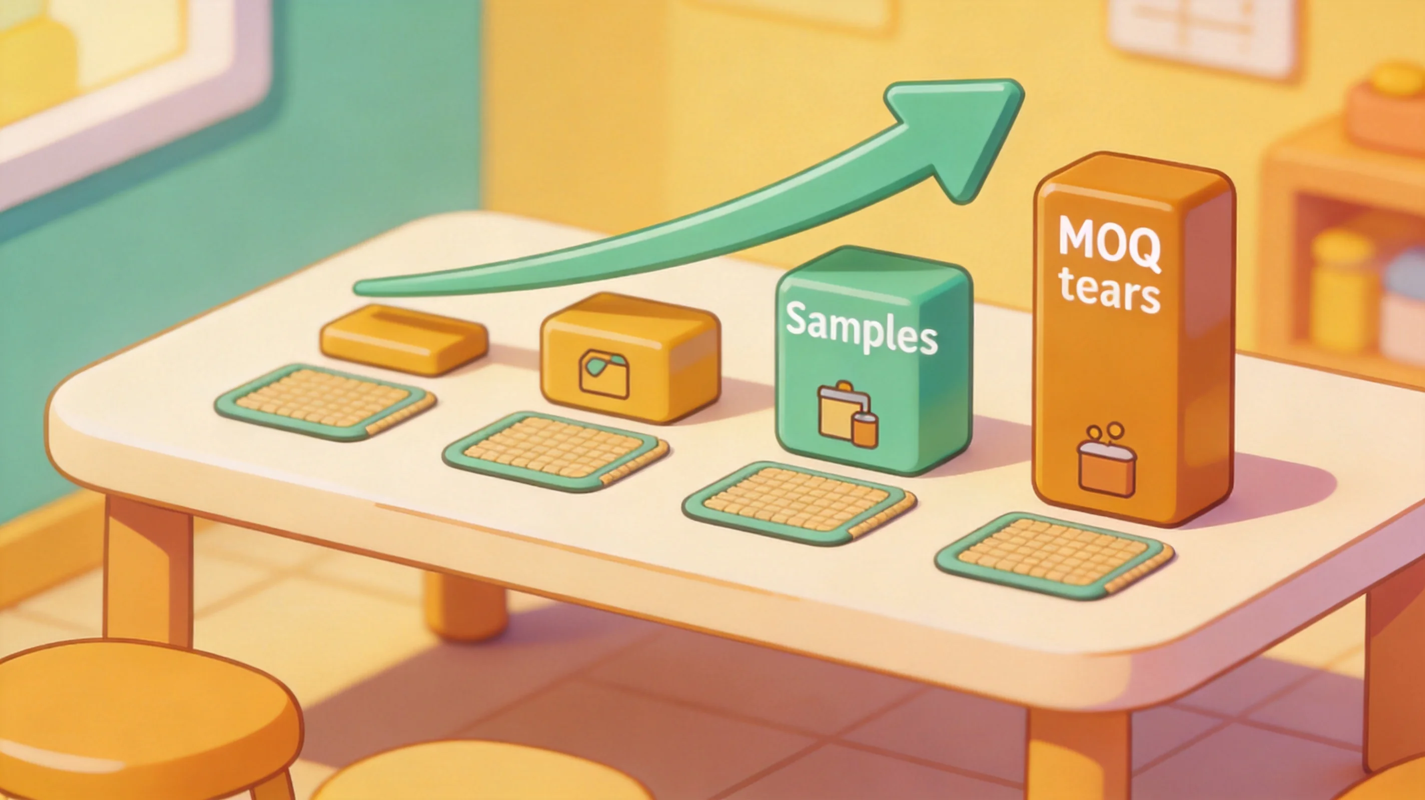 A table showing MOQ tiers from samples to bulk orders