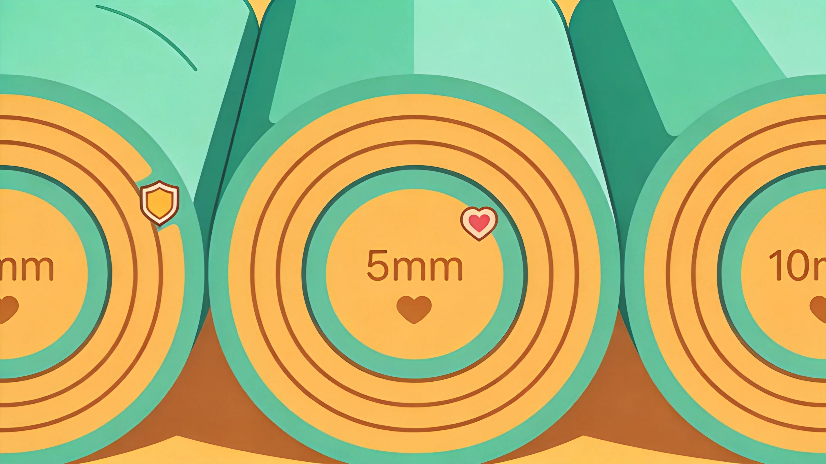 Una comparación lado a lado de esterillas de 5mm, 6mm y 10mm