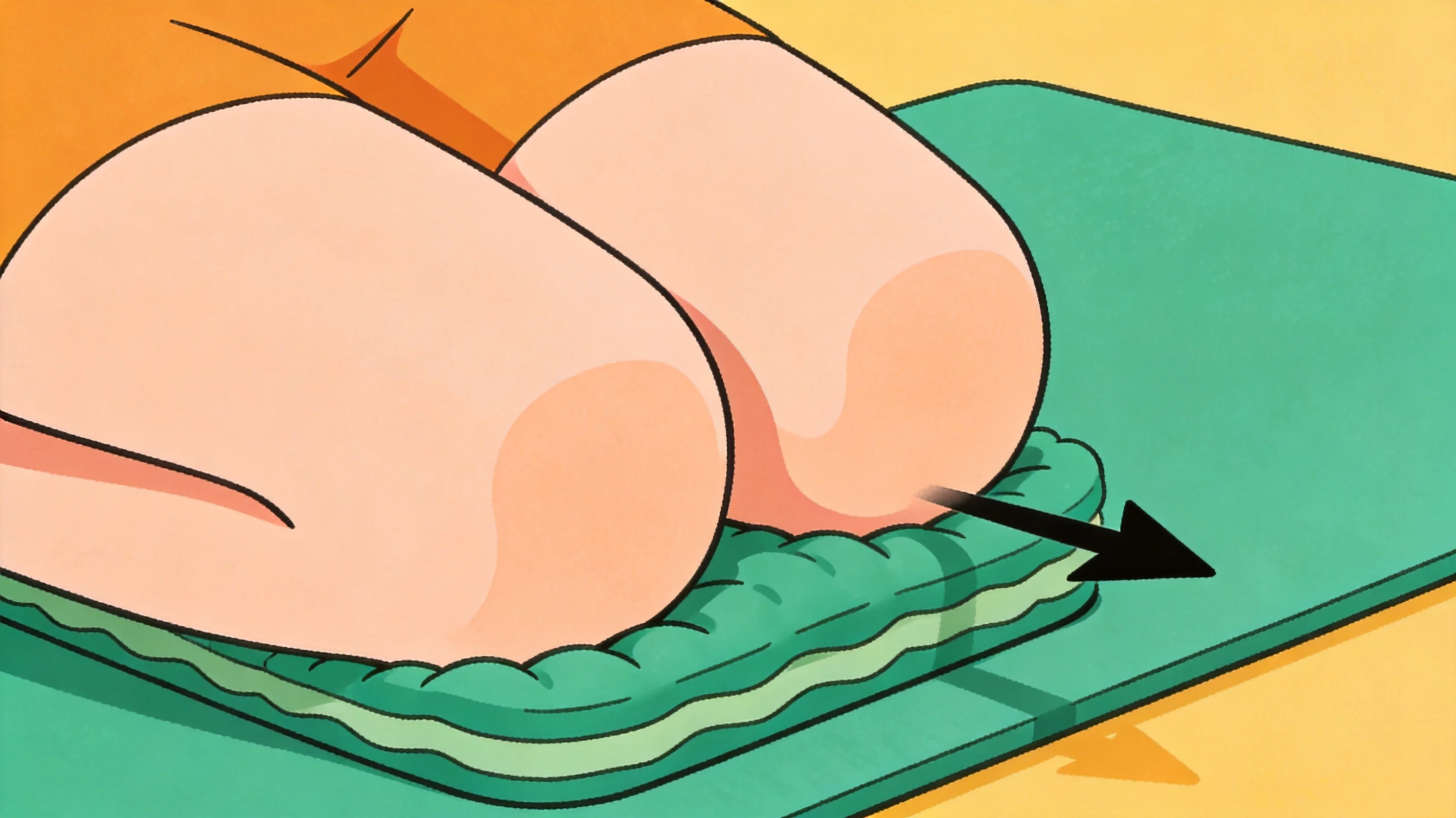 A senior woman kneeling comfortably on a firm dense yoga mat with supportive cushioning