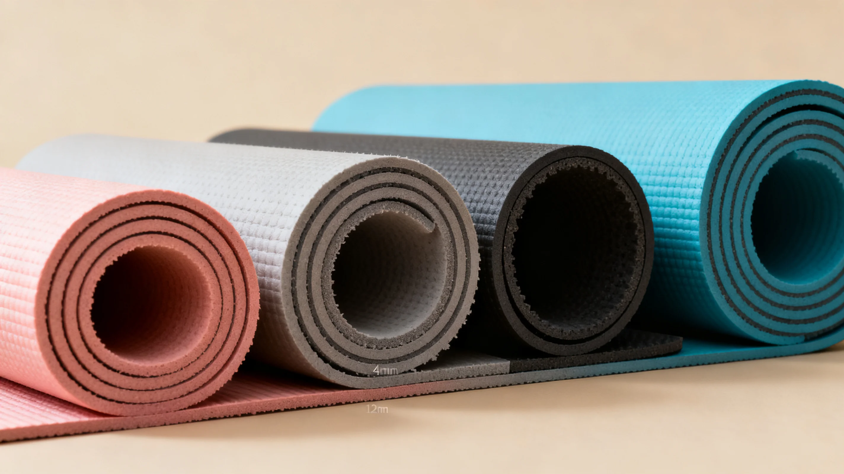 Side-by-side comparison of yoga mat thickness profiles