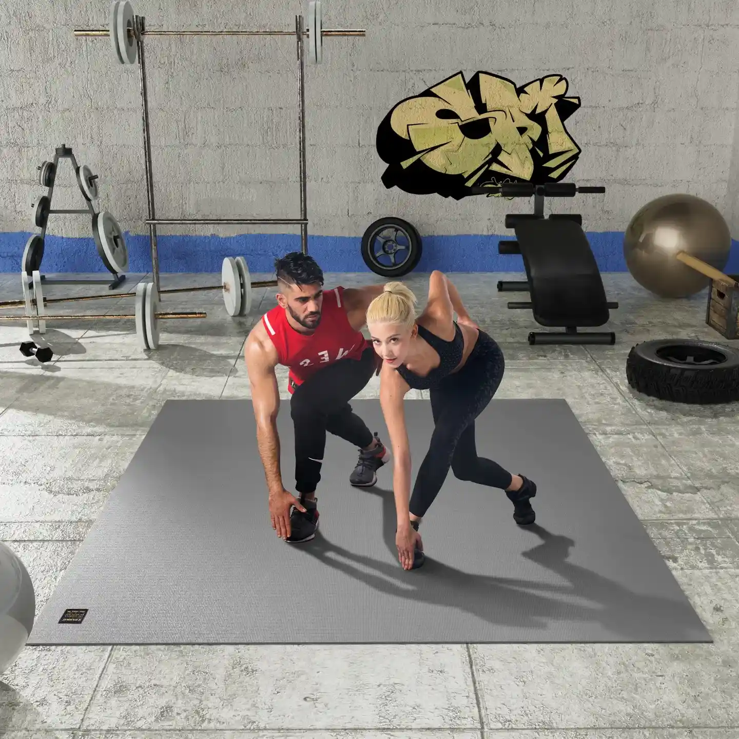 GXMMAT Large Exercise Mat 6'x8' - Gray